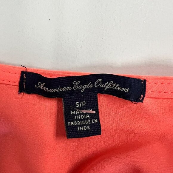 American Eagle Outfitters Somen's V-Neck Sheer Top Coral Size Small Long Sleeve - Picture 8 of 9
